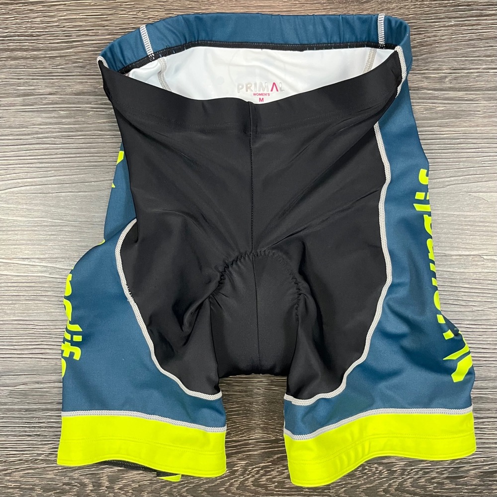 Primal Team Young Life Padded Cycling Shorts Womens Medium Black Teal Neon